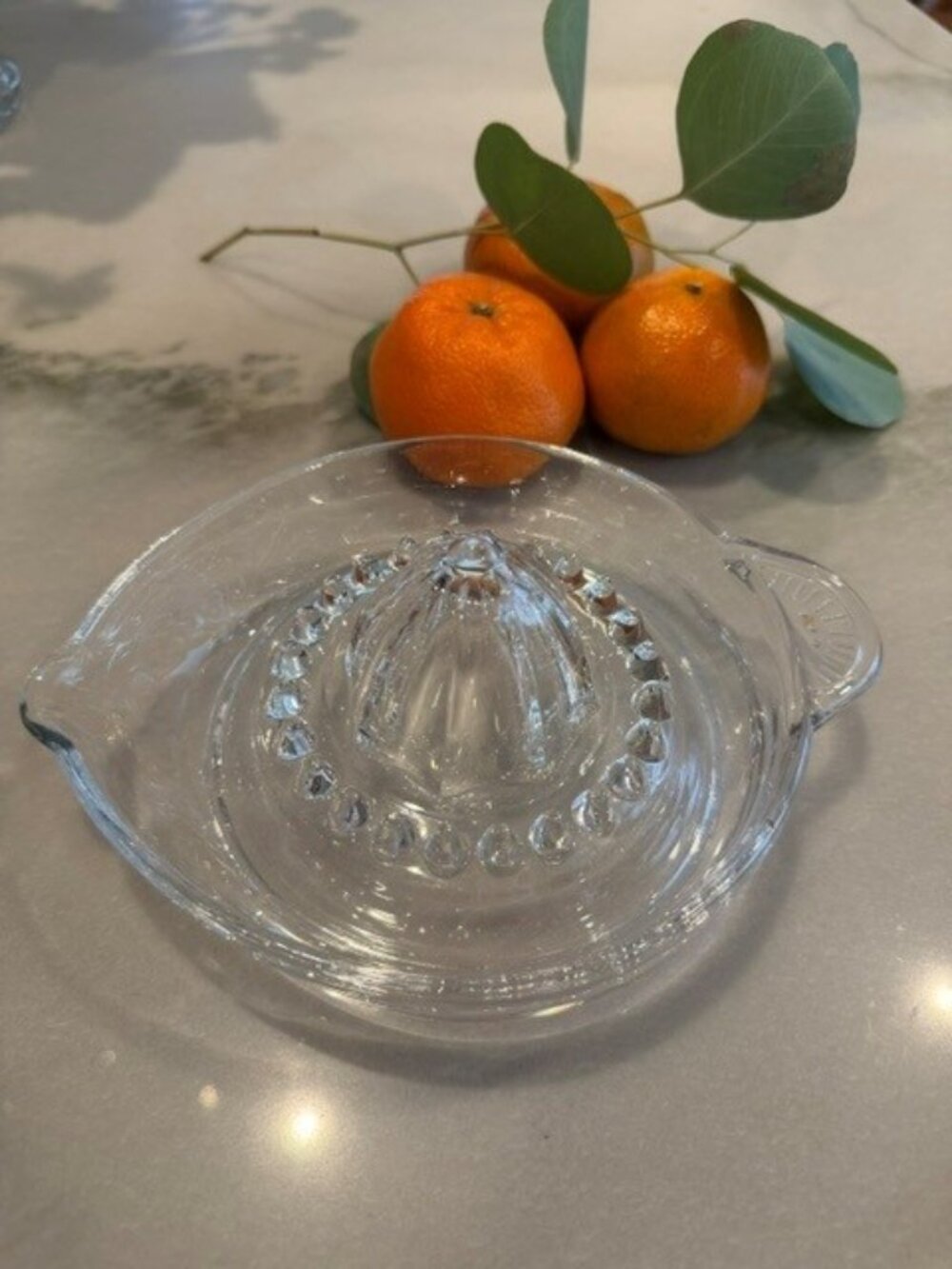 Vintage Clear Glass Citrus Reamer Juicer | Pressed Glass Lemon Lime Squeezer